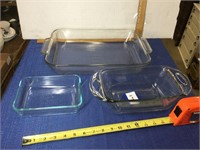 3 glass baking dishes