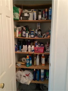 Assorted shampoos, cleaners,household goods