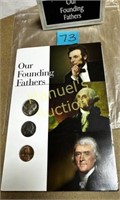 OUR FOUNDING FATHER COIN SET WITH 4-CENT STAMP