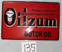 Oilzum Motor Oil Sign 12” x 8”