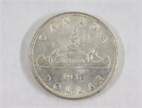 1937 Canadian One Dollar Silver Coin
