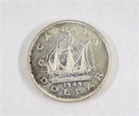 1949 Canadian One Dollar Silver Coin