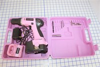 PINK POWER CORDLESS DRILL IN STORAGE BOX