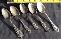 5 Sterling collector spoons 111.5 G