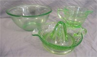 Vintage Green Uranium Glass Including 8" Mixing