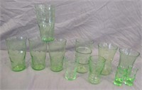 Vintage Green Uranium Glasses of Various Styles