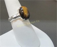 Ring: Size 8.25 Tigers Eye, Sterling Silver