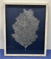 Wall Art , Silver Coral , Navy Background