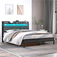 Like New Bed Frame with Charging Station and LED L