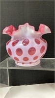 Possible fenton coin dot cranberry vase 5’’ tall