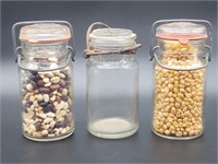 (3) Vintage Bail Lid 5in Canning Jars