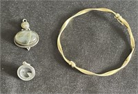 Sterling bracelet and pendant lot