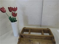 Wood Shelf with Pegs (1 missing), Vase with