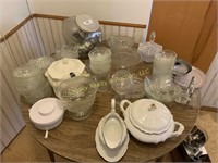 assorted glassware serving pieces