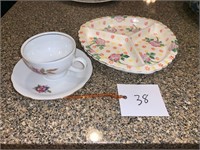 CUP/SAUCER AND UNUSUAL PLATE