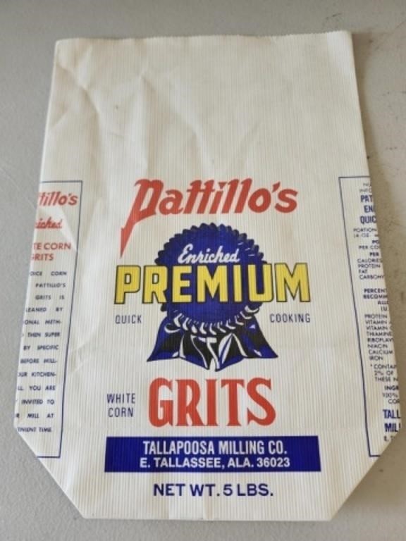 Vintage Pattillos Grits Tallapoosa Milling Co Bag