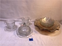 Vintage Jeanette Iris and Herringbone Glassware