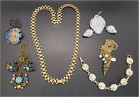 (DT) Vtg Rhinestone Earrings, Necklaces,