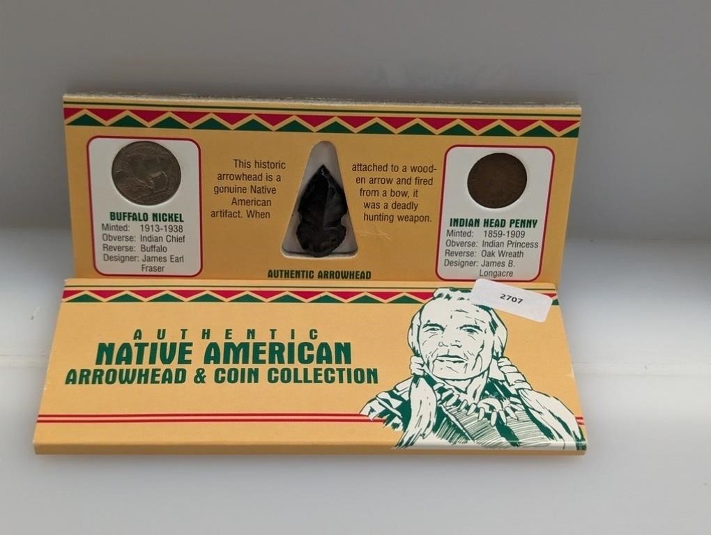Native American Arrowhead & Coin Collection