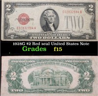 1928G $2 Red seal United States Note Grades f+
