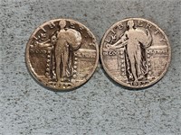 Two 1927 Standing Liberty quarters