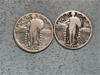 Two 1927 Standing Liberty quarters