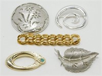 5 Vintage Signed Brooch Pins - Sarah Cov, Napier,