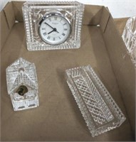 WATERFORD CLOCK, PAPER WEIGHT