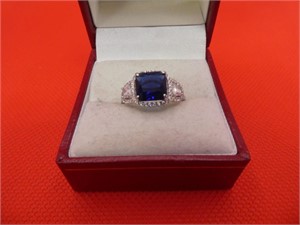 Marked 925 Sapphire Ring Size 6.5