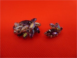 Mismatch Sherman Purple Crystal Earrings