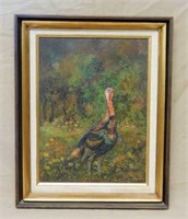 Oil on Canvas of a Wild Turkey.