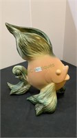 Unmarked ceramic fish planter - 9 inches tall by 9