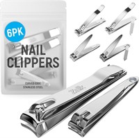 6 Pack Toe Nail Clippers  Stainless Steel
