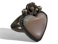 Vintage Sterling Silver MOP Heart Ring