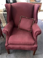 Vintage Federal Style Upholstered Wing Chair