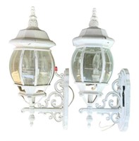 Pair of cast aluminum carriage house sconce