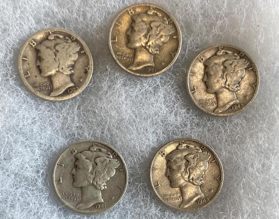 5 Mercury Dimes