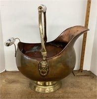 Copper coal scuttle with Delft handles