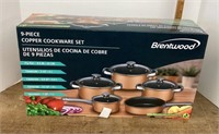 9-pc copper cookware set