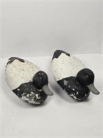 Wooden Black & White Duck Decoy