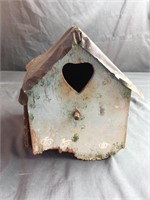 Vintage Worn Birdhouse with Tin Roof Needs Work