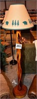 Log floor lamp w/ bear shade