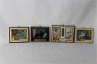 Lot of 4 Vintage Advertising Thermometers - Framed