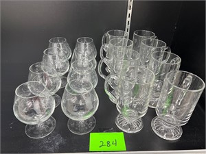 Etched glass cup mug lot