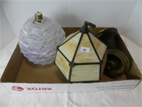 SLAG GLASS LAMP SHADE & OTHER FIXTURES