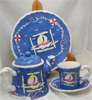 Pacific Rim, Ceramic Teapot Set, Large Tea Pot,