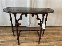 Dark Wood Carved Top Console Table