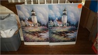 2 lighthouse wall prints