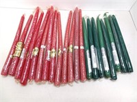 Lot of taper candles red and green