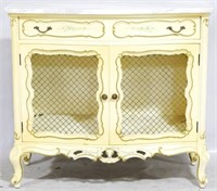French Marble Top Server, Wire Front Doors